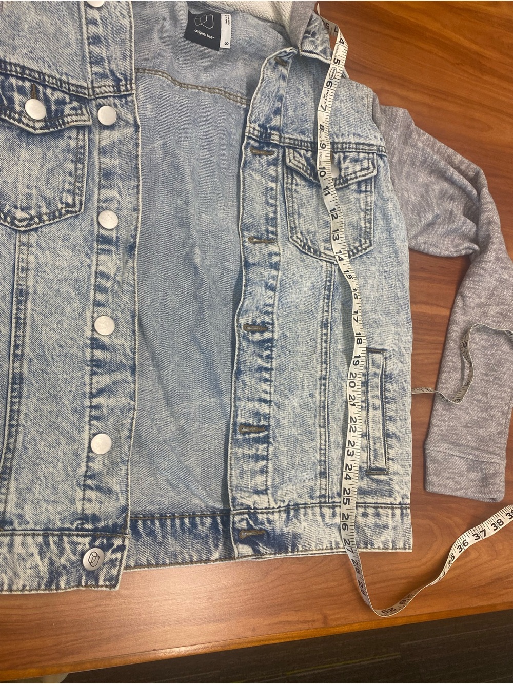 Original Use Denim Jacket Men S Sweatshirt Hoodie Acid Wash Lightweight Pockets - Picture 8 of 13